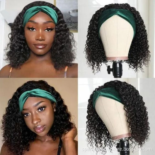 Wholesale Water Wave Headband Wig Human Hair For Black Women,Remy Human Hair Headband Wig,Glueless Curly Ponytail Human Hair Wig